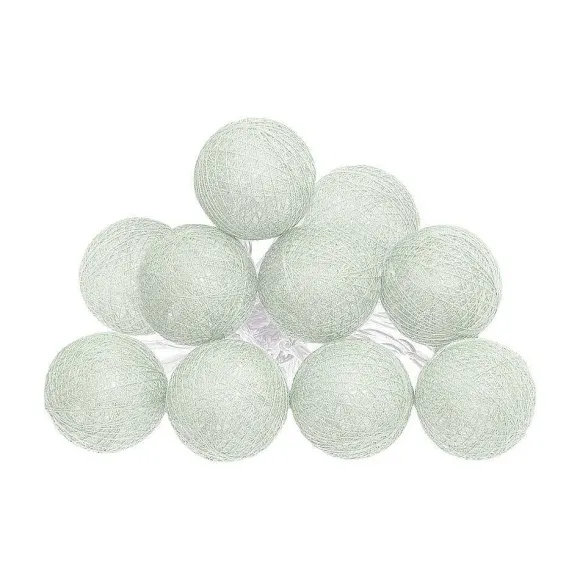 Flash Sale RETIF Guirlande D Corative Piles 10 Led Boules En Coton Vert 6Xl 165Cm