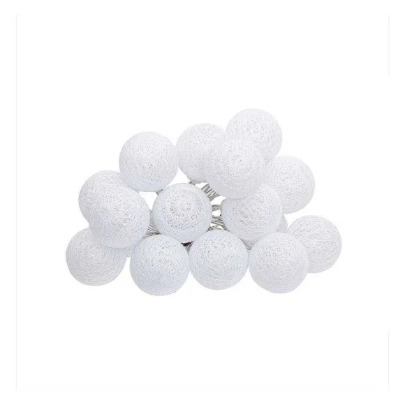 Clearance RETIF Guirlande D Corative Piles 16 Led Boules En Coton Blanc 3,5Xl 255Cm