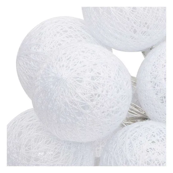 Clearance RETIF Guirlande D Corative Piles 16 Led Boules En Coton Blanc 3,5Xl 255Cm