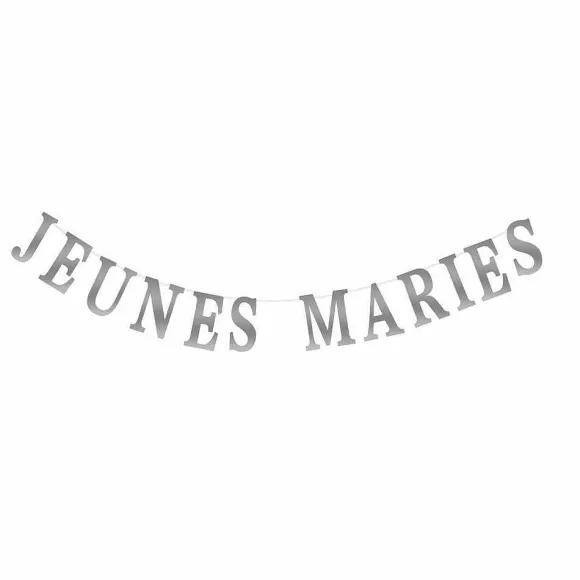 Clearance RETIF Guirlande Lettre Jeunes Maries Argent 2.50 M Ht 16 Cm - Par 6 Lots De 1