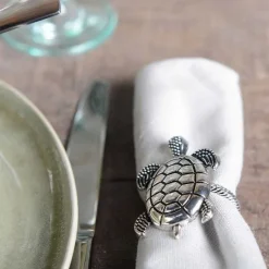 Clearance RETIF Lot De 4 Ronds De Serviette Tortues Argent