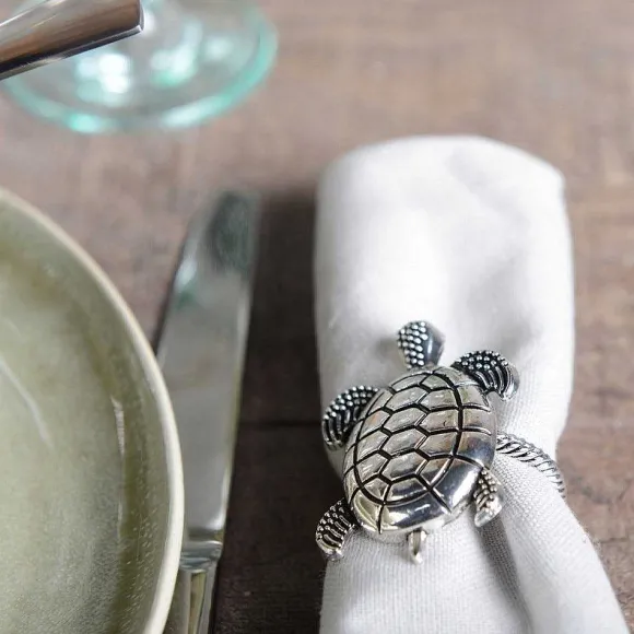 Clearance RETIF Lot De 4 Ronds De Serviette Tortues Argent