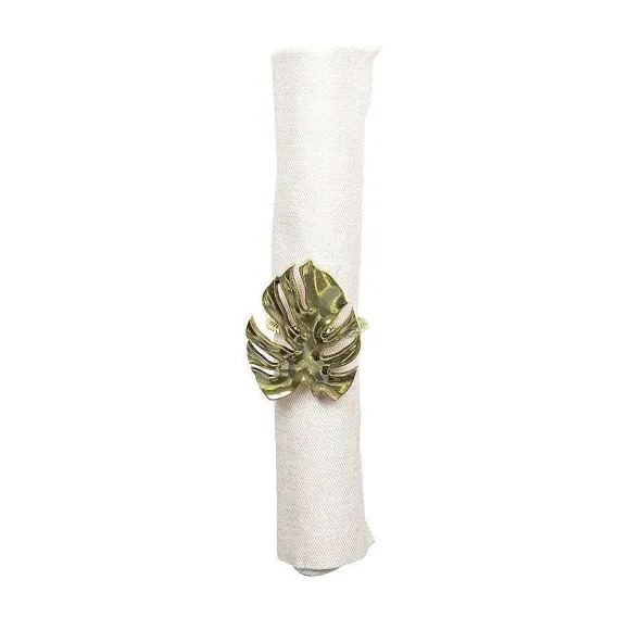 Cheap RETIF Lot De 4 Ronds De Serviettes Feuille De Palmier Dore