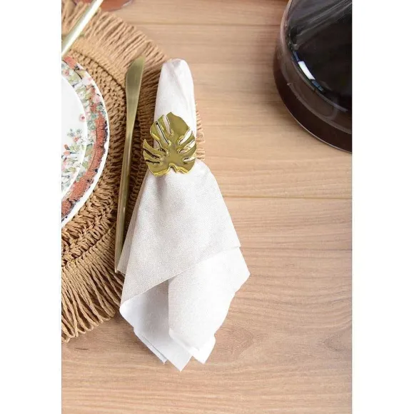Cheap RETIF Lot De 4 Ronds De Serviettes Feuille De Palmier Dore