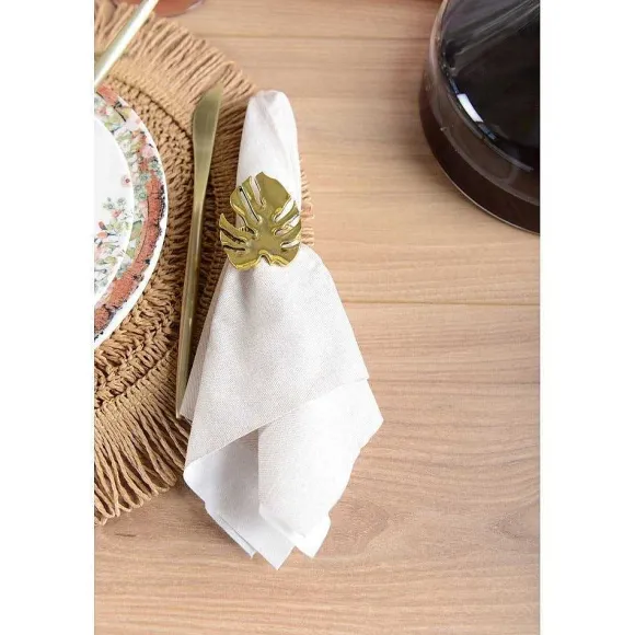 Cheap RETIF Lot De 4 Ronds De Serviettes Feuille De Palmier Dore