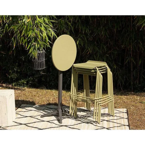 Best Sale RETIF Mange Debout Alicante Aluminium Plateau Rond Vert Jonc
