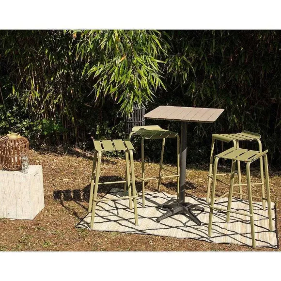 Fashion RETIF Mange-Debout D'Ext Rieur Spring En Aluminium Thermolaqu Gris Pierre