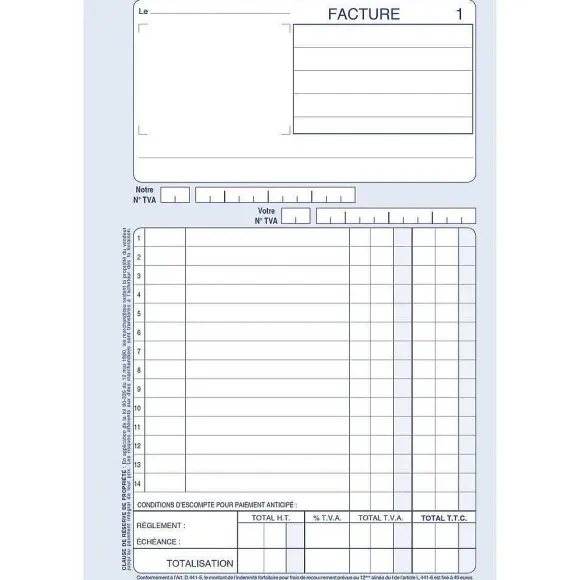 Store RETIF Manifold Factures Autocopiant Format A5 50 Tripli Par 2