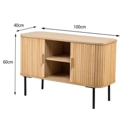 Best Sale RETIF Meuble Tv Scandinave Bois Massif 2 Portes 100X40X60 (Cm)