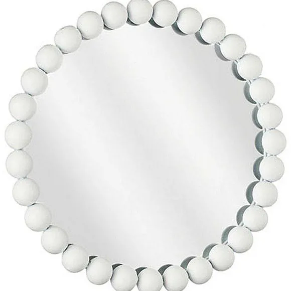 Clearance RETIF Miroir Perles Bois Blanc 33,5Cm