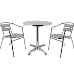 Hot RETIF Pack Table Ronde Et 2 Fauteuils D'Ext Rieur Bruxelles En Aluminium