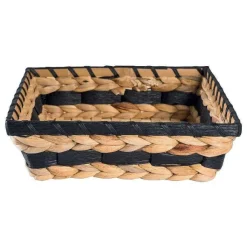 Outlet RETIF Panier Carr En Feuilles Tress Es Naturelles Et Noires 25X25X7.5Cm