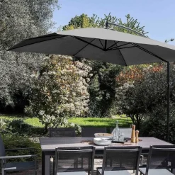 Best Sale RETIF Parasol D Port Et 4 Dalles Remplir Aluminium Gris 3X3M