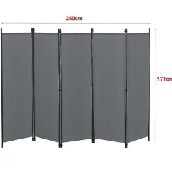 Sale RETIF Paravent De Confidentialit 5 Panneaux 171X250Cm Gris Fonc