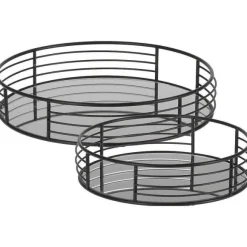 Online RETIF Plateaux Miroir Et M Tal Noir L20 X P20 X H5Cm Et L25 X P25 X H5Cm