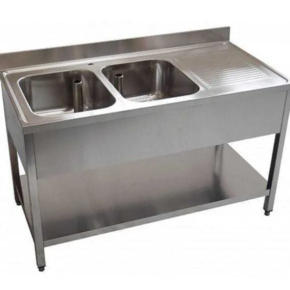 Discount RETIF Plonge Inox Murale Profondeur 600 Mm Long. 2000 Mm 2 Bacs Et Gouttoir Gauche