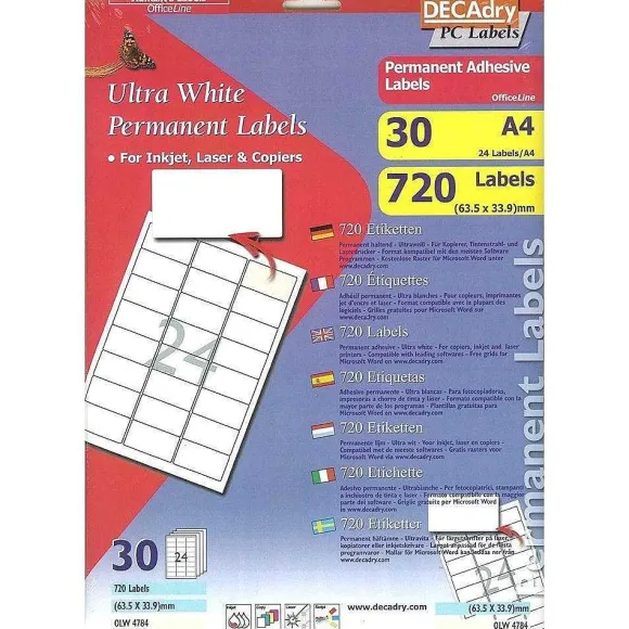 Fashion RETIF Pochette 720 Tiquettes Blanches Multi-Usage 63,5 X 33,9 Mm