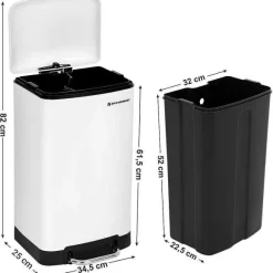 Clearance RETIF Poubelle Cuisine 30 Litres Acier Blanc En Acier Inoxydable P Dale