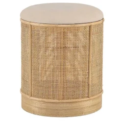 New RETIF Pouf Base En Bois Beige 35X35X44Cm