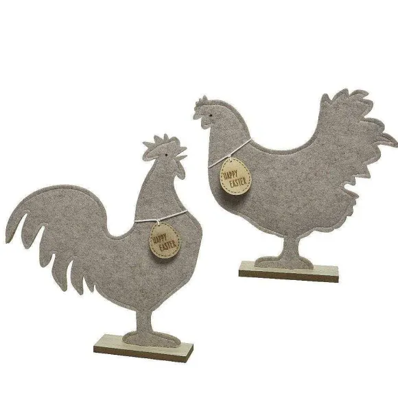 Cheap RETIF Poule / Coq En Feutrine Poser H. 40/32Cm - 2 Mod Les Possibles