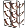 Hot RETIF Range Bouteilles Poser En M Tal Et Cuir Pour 6 Bouteilles L20 X P15 X H30Cm