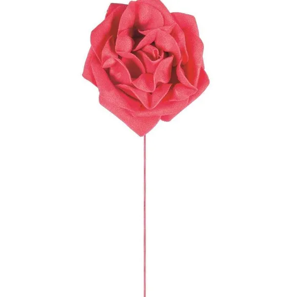 Fashion RETIF Roses Rouges Sur Tige 8 Cm H 17Cm - Par 4