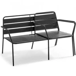 Store RETIF Salon 4 Places + 1 Table Basse Palavas Acier Anthracite 130X70X76 Cm
