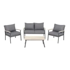 Sale RETIF Salon Jardin Genova - Rotin Design - Resine - Gris - 80 X 134 X 67