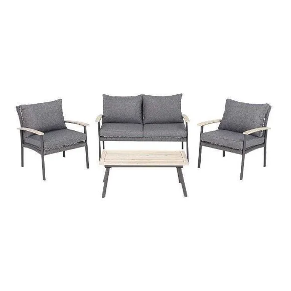 Sale RETIF Salon Jardin Genova - Rotin Design - Resine - Gris - 80 X 134 X 67