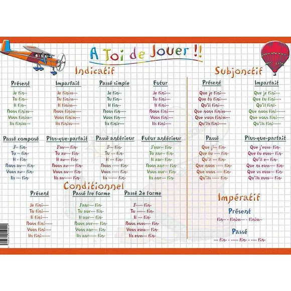 Sale RETIF Sous-Main Et Set De Table Ducatif 30X42 Verbes 2 Me Groupe