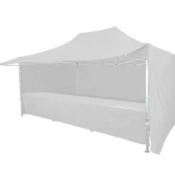 Fashion RETIF Stand Tente Pliante Alu 300X200Cm - 3 Murs + 2 Tables + Auvent - Blanc