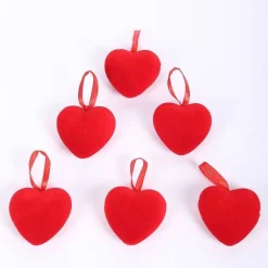 Store RETIF Suspension Coeur Rouge Floqu H.6,3Cm - Par 6