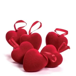 Store RETIF Suspension Coeur Rouge Floqu H.6,3Cm - Par 6