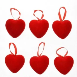 Store RETIF Suspension Coeur Rouge Floqu H.6,3Cm - Par 6