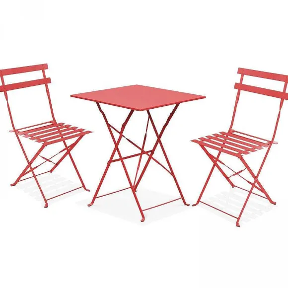 Fashion RETIF Table Acier Pliante Carr E Rome Rouge 60X60X71 Cm