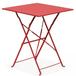 Fashion RETIF Table Acier Pliante Carr E Rome Rouge 60X60X71 Cm