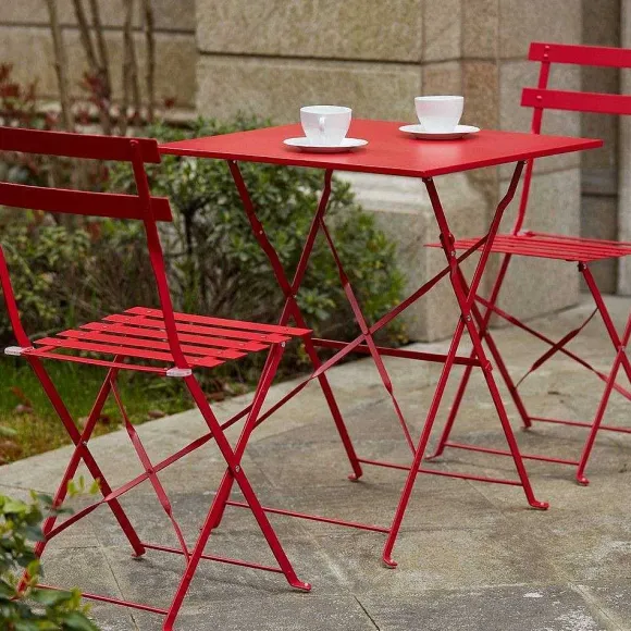 Fashion RETIF Table Acier Pliante Carr E Rome Rouge 60X60X71 Cm