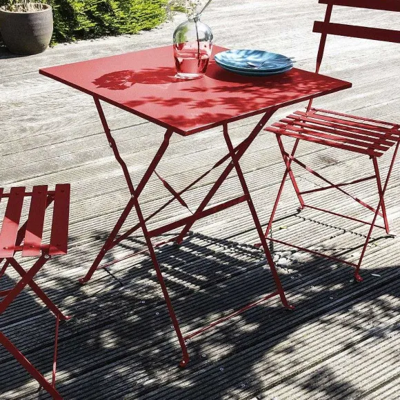 Fashion RETIF Table Acier Pliante Carr E Rome Rouge 60X60X71 Cm