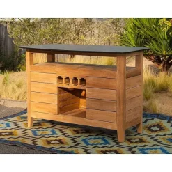 Best Sale RETIF Table Bar D'Ext Rieur Navy En Teck Massif Et Plateau Hpl Avec Rangements