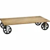 Cheap RETIF Table Basse Avec 4 Roues En Fonte Style Industriel Vintage 120 X 60 X 27 Cm