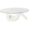 Outlet RETIF Table Basse De Salon Salle Manger Design Blanche Verre 115X64Cm