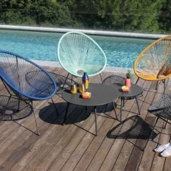 Best RETIF Table Basse Jardin Ronde En Acier Rio 70Cm