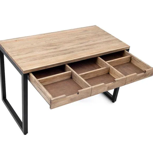 Fashion RETIF Table Bureau Icub Strong 1 Grand Tiroir 60X120X75Cm Noir Effect-Vintage