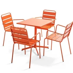 Outlet RETIF Table Carr E Bistro Inclinable Palavas Orange Acier 70X70 Cm