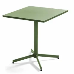 New RETIF Table Carr E Inclinable 70X70 Cm+ 2 Fauteuils Palavas Vert Cactus Acier