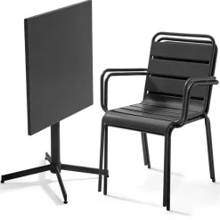 Cheap RETIF Table Carr E Inclinable 70X70 Cm+ 2 Fauteuils Palavas - Anthracite