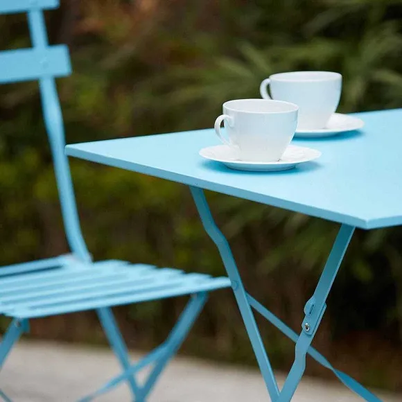 Fashion RETIF Table Carr E 60X60 Cm+ 2 Chaise Pliante Rome Bleu
