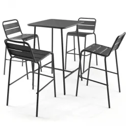Hot RETIF Table De Bar Anthracite Acier Palavas 70X70X105 Cm