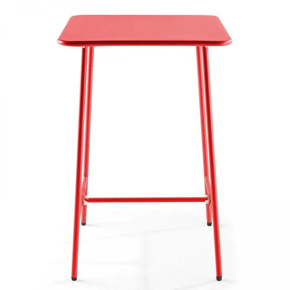 Shop RETIF Table De Bar Rouge Acier Palavas 70X70X105 Cm
