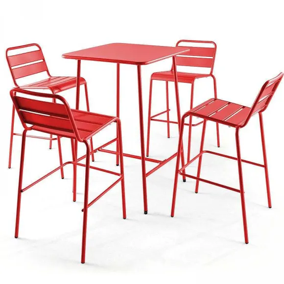 Shop RETIF Table De Bar Rouge Acier Palavas 70X70X105 Cm